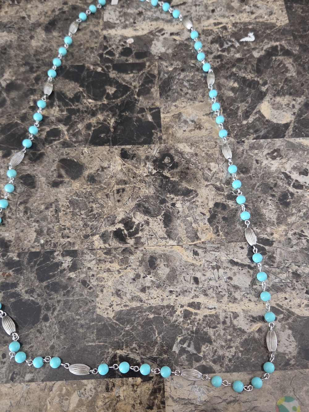 Sarah Coventry Turquoise Blue Beaded Necklace with Silver Accents